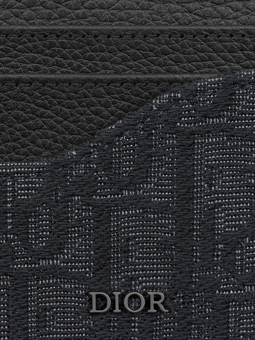 NEW! DIOR Saddle Card Holder Grained Calfskin Marquetry & Black Oblique Jacquard